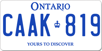 ON license plate CAAK819