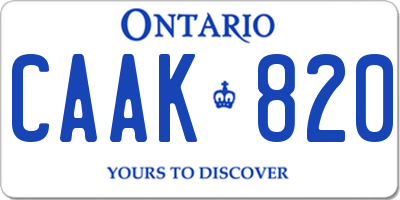 ON license plate CAAK820