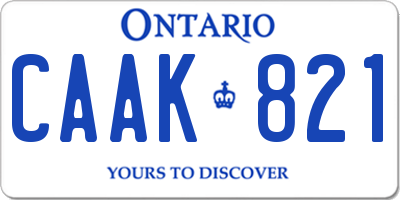 ON license plate CAAK821