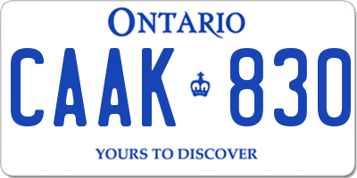 ON license plate CAAK830