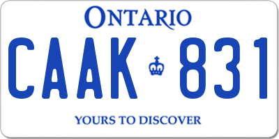 ON license plate CAAK831