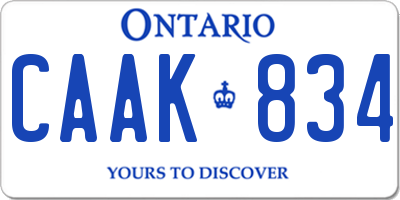 ON license plate CAAK834