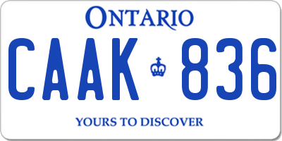 ON license plate CAAK836