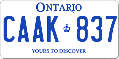 ON license plate CAAK837