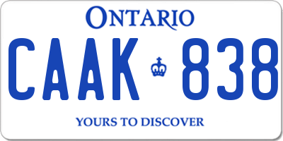 ON license plate CAAK838