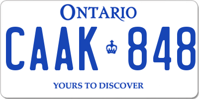 ON license plate CAAK848