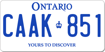 ON license plate CAAK851