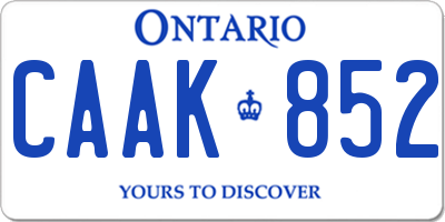 ON license plate CAAK852