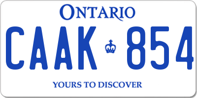 ON license plate CAAK854