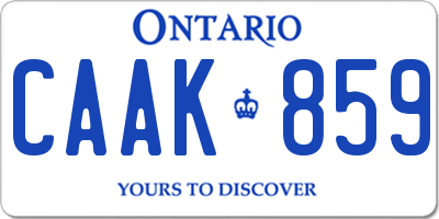 ON license plate CAAK859