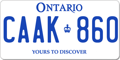 ON license plate CAAK860