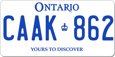 ON license plate CAAK862