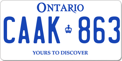 ON license plate CAAK863