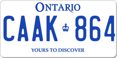 ON license plate CAAK864