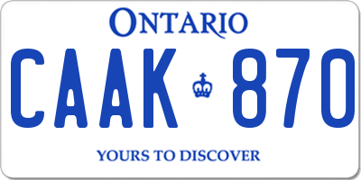 ON license plate CAAK870