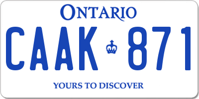 ON license plate CAAK871