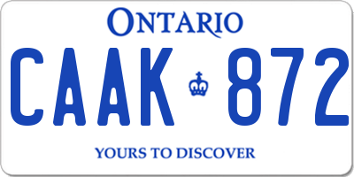 ON license plate CAAK872