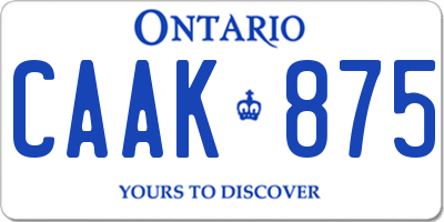 ON license plate CAAK875