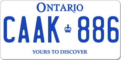 ON license plate CAAK886