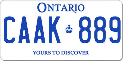 ON license plate CAAK889