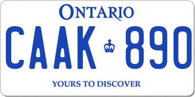 ON license plate CAAK890