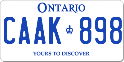 ON license plate CAAK898