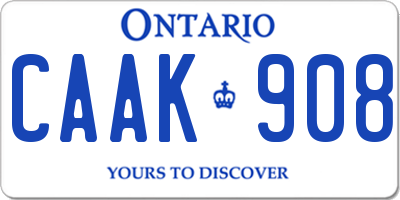 ON license plate CAAK908