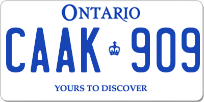 ON license plate CAAK909