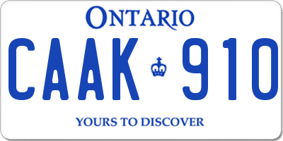 ON license plate CAAK910