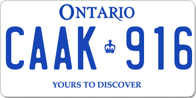 ON license plate CAAK916