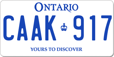 ON license plate CAAK917