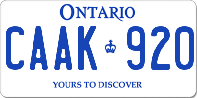 ON license plate CAAK920