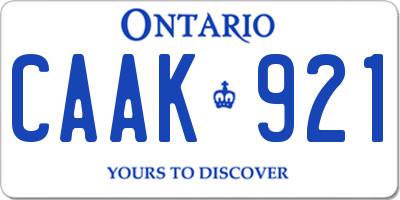 ON license plate CAAK921