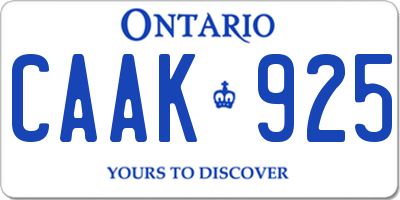 ON license plate CAAK925