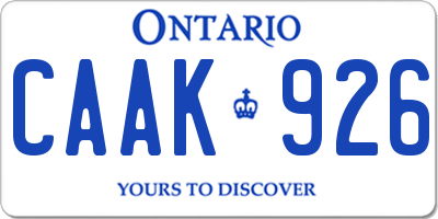 ON license plate CAAK926