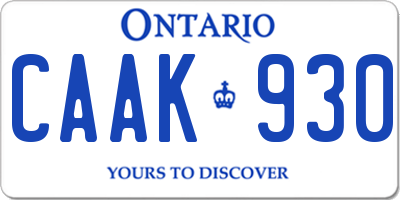 ON license plate CAAK930