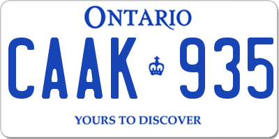 ON license plate CAAK935