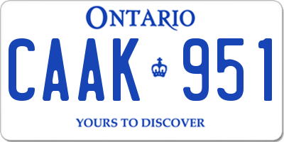 ON license plate CAAK951