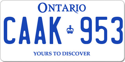 ON license plate CAAK953