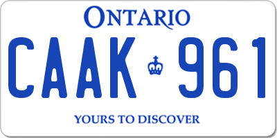 ON license plate CAAK961