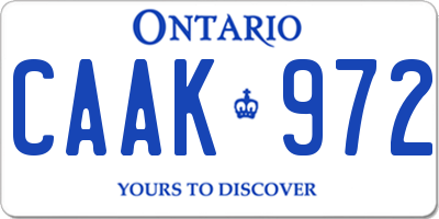 ON license plate CAAK972