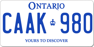 ON license plate CAAK980