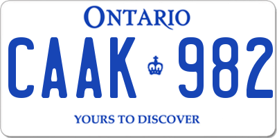 ON license plate CAAK982