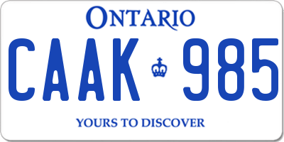 ON license plate CAAK985