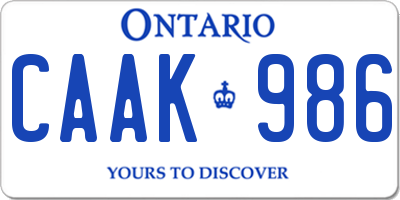 ON license plate CAAK986