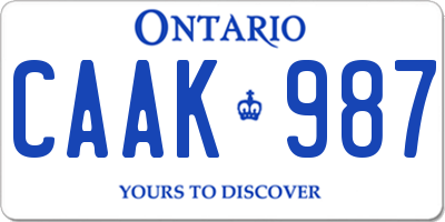 ON license plate CAAK987