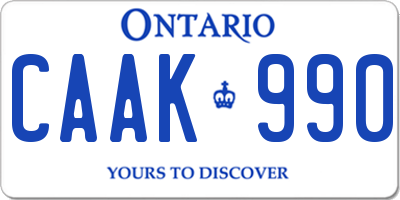 ON license plate CAAK990