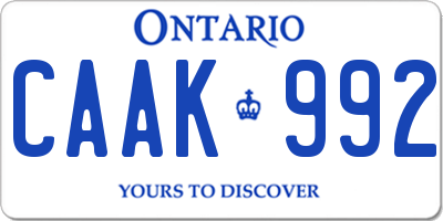 ON license plate CAAK992