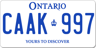 ON license plate CAAK997