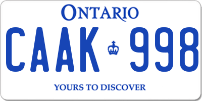 ON license plate CAAK998